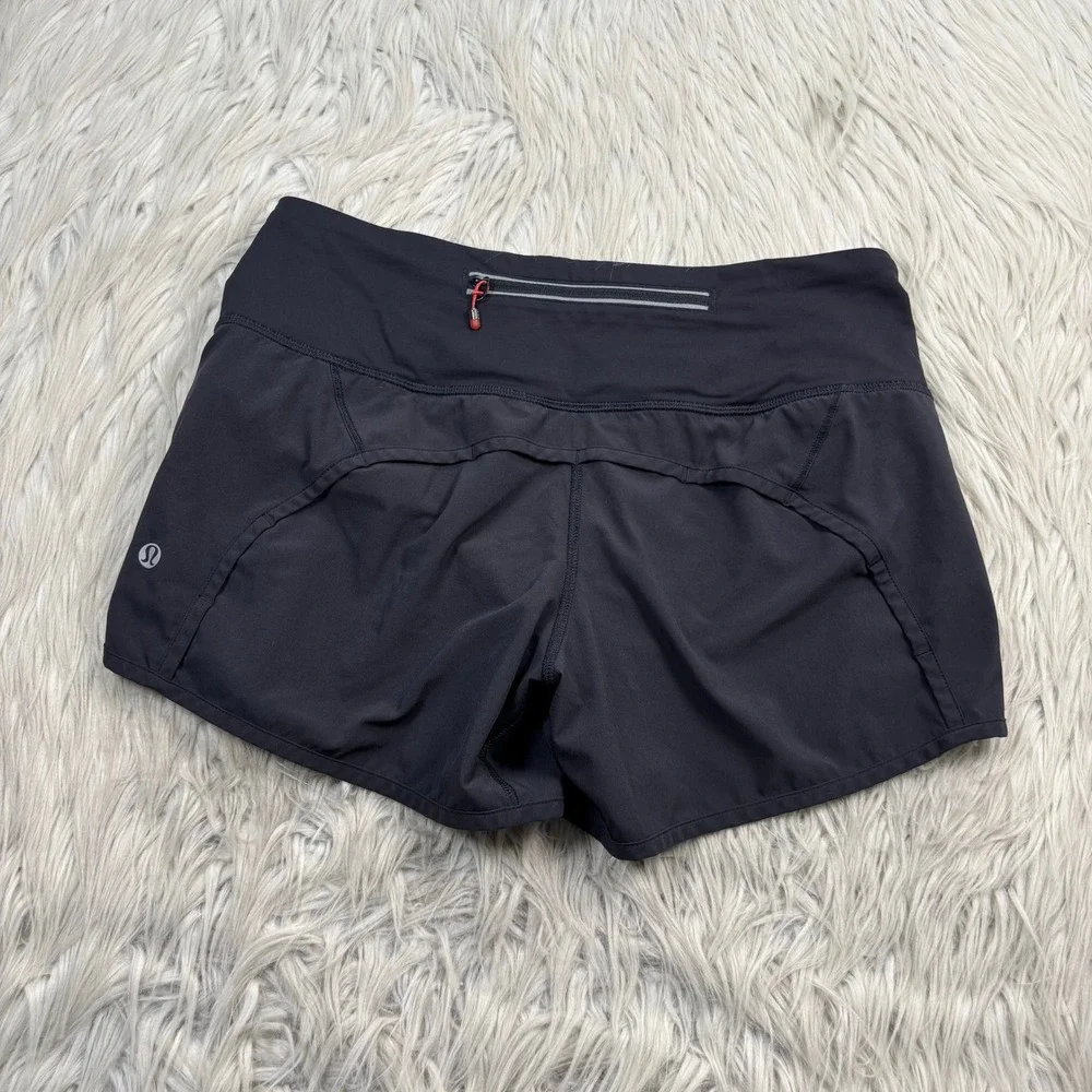 Lululemon Women's 4 Solid Black Speed Up Lined Shorts Running Gym